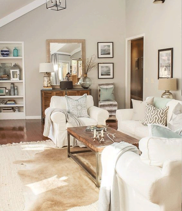 Neutral wall colour decor - living room